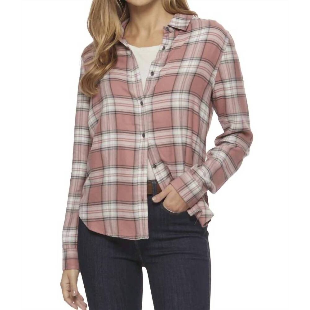 NEW FLAGS & ANTHEM harper supersoft shirt in mauve-white